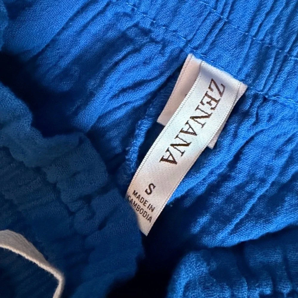 New Zenana Women's Blue Drawstring Shorts - Picture 2 of 2